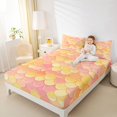 thumbnail image 3 of Manfei Mermaid Scale Queen Sheets, Gradient Fish Scale Queen Sheet Sets, Pink Yellow, 4pcs, 1 Flat Sheet, 1 Fitted Sheet and 2 Pillowcases, 3 of 6