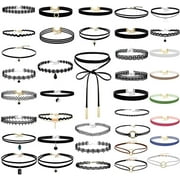PAXCOO 50Pcs Black Choker Necklaces Set for Teen Girls and Women