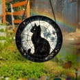 thumbnail image 5 of Black Cat with Moon Stained Glass Suncatcher, Black Cat on Moon Sun Catcher For Cat Moms, Cat Glass Window Hanging Gifts, Gift For Cat Lover, 5 of 6
