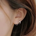 thumbnail image 3 of Zzbeans Double Hoop Earrings, No Second Piercing Needed Spiral Cartilage Earrings, Small Gold Hoops for Women Double Piercing Look Gifts, Silver, 3 of 5