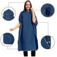 thumbnail image 4 of Double Sided Fleece Hooded Quick Dry Absorbent Cloak for Men Women Adults - Dark Blue, 4 of 5