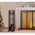 thumbnail image 2 of Fire Beauty Fireplace Tools Set 5 Pieces Fireside Accessories Fire Kit Stand Woodstove Tools Holder Wrought Iron Handle Indoor Fireset Stand, 2 of 9