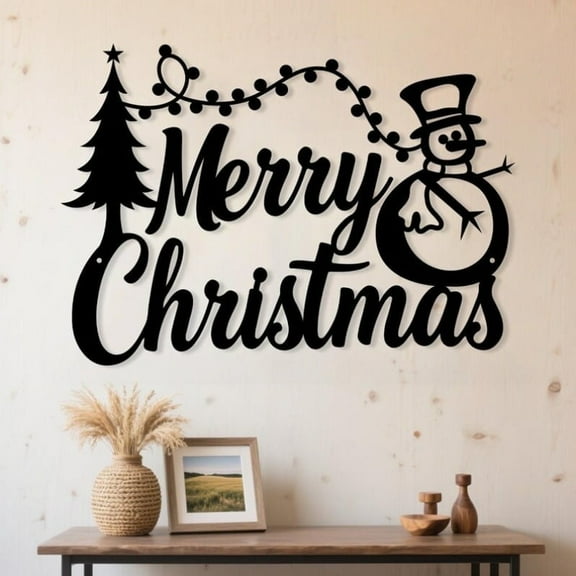 HELLOYOUNG Snowman Merry Christmas Metal Wall Decor Sign