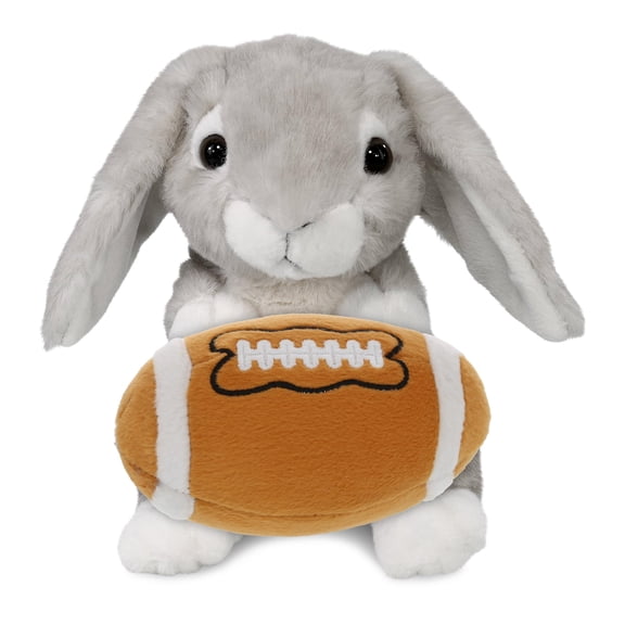 DolliBu Grey Rabbit Stuffed Animal with Football Plush – Soft Huggable Rabbit, Adorable Playtime Plush Toy, Cute Farm Life Gift Plush Doll Animal Toy for Kids and Adults – 6.5 Inches