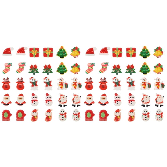Jiyike 60 pcs Flat Back Resin Accessories Christmas Lovely Charms Cartoon Pendants