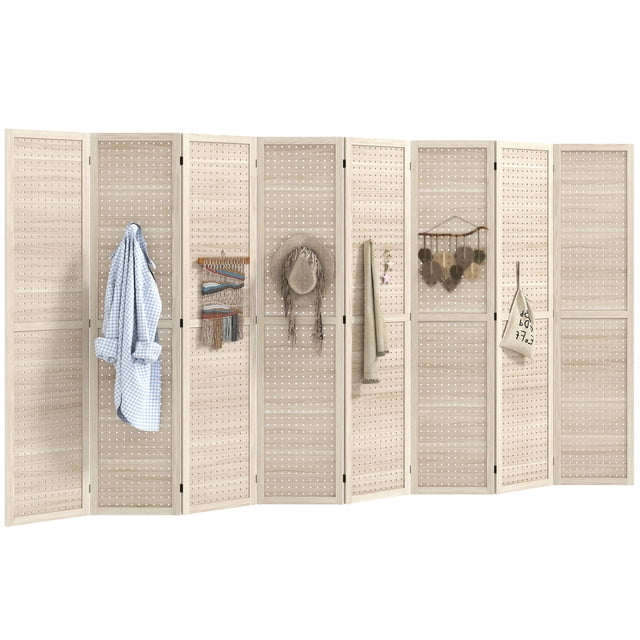 HOMCOM 8 Panel Folding Room Divider Privacy Screen Indoor Home Decoration