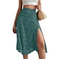 thumbnail image 4 of MAWCLOS Jupe Midi pour Femme Jupes Fendues Taille Haute Ample Plage Imprimé Floral Vert TG, 4 of 5