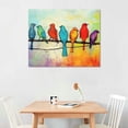 thumbnail image 2 of COMIO Loomarte Bird Pictures Wall Decor Five Singing Birds Painting Canvas Print Artwork Abstract Painting Walls Art for Home Bathroom Bedroom Kitchen Living Room Ready to Hang, 2 of 4