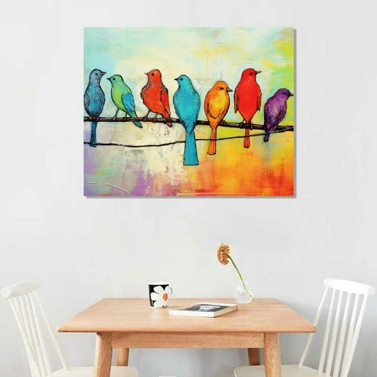 Colorful Birds Series No. 7 Original Watercolor Impression online Painting, Bright Kids Room Home Wall Décor Hangings Gift