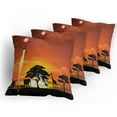 thumbnail image 5 of Ambesonne Animal Throw Pillow Cover 4 Pack, Woman Scene, 24", Burnt Orange Black, 5 of 7