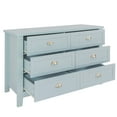 thumbnail image 3 of Dresser for Bedroom, Rustic Storage Cabinet Buffet Table with 6 Drawers and 6 Metal Shell-shaped Handles, Wood Side Table Console Table with Solid Legs for Living Room, Kitchen, Blue, 3 of 7