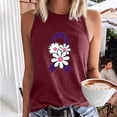 thumbnail image 2 of IROINNID Discount Breast Cancer Tank for Women Breast Cancer Awareness Loose Sleeveless Printed Ladies Round Neck Blouses Tops T-Shirt,Burgundy, 2 of 5