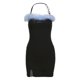 thumbnail image 5 of VISgogo Mini vestido ajustado con cuello halter para mujer, sin mangas, dobladillo dividido, ribete de piel sintética, vestido de club VISgogo moda, 5 of 9