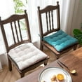 thumbnail image 5 of Nvzi Cojín para silla cuadrado suave con diseño geométrico y lazos con pompones degradados, para jardín, patio, hogar, cocina, oficina (azul, 16 x 16 pulgadas), 5 of 5