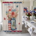 thumbnail image 4 of Independence Day Shower Curtain, 72" x 72", Flowers Butterfly Red Blue Waterproof Bathroom Curtain Washable Shower Curtain Set with 12 Hooks, 4 of 9