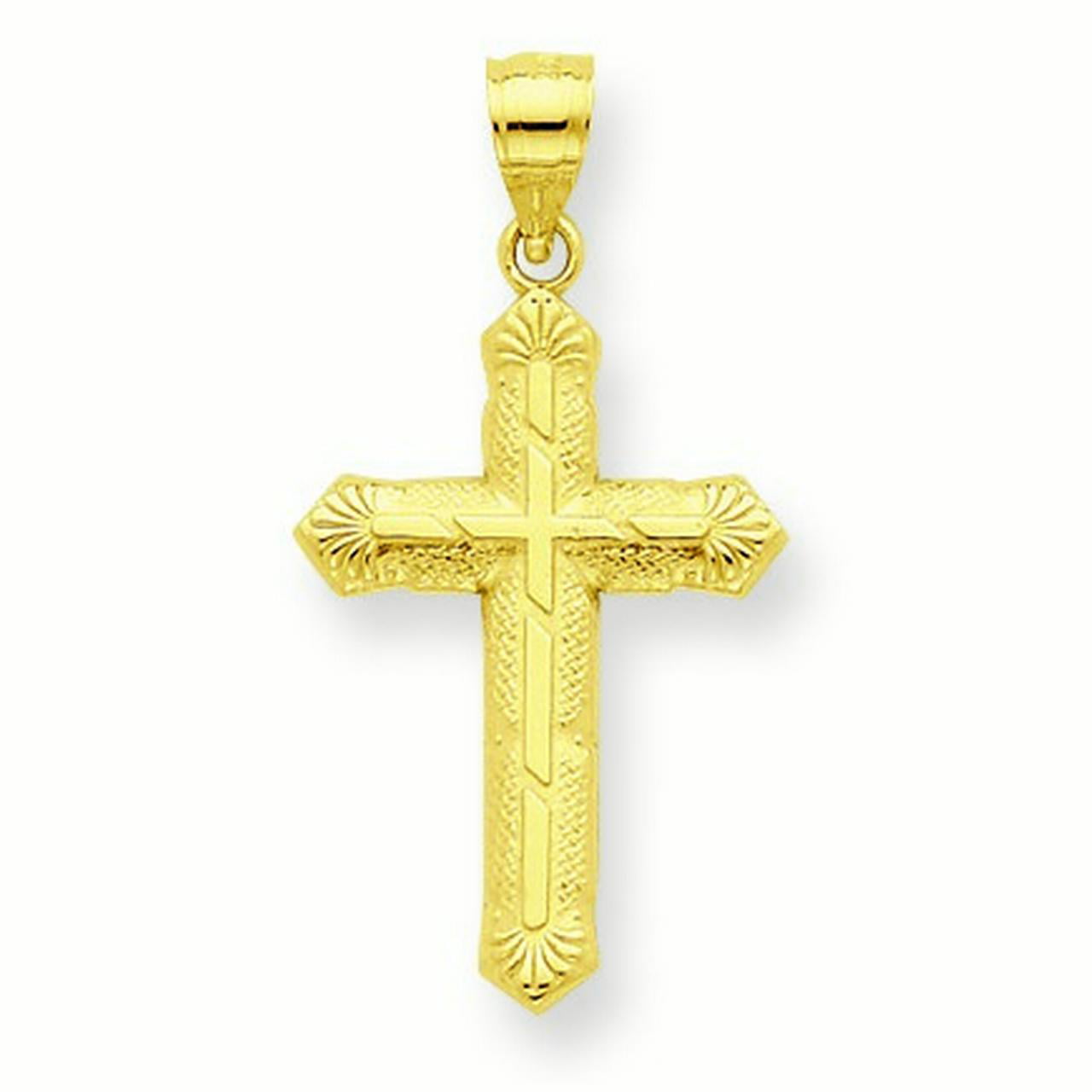 10K Yellow Gold & Rhodium Plated Passion Crucifix Pendant 