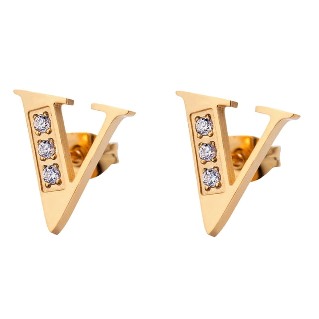 Aretes Mujer LuckyLy, Inicial Letra A, Acero Inoxidable con Oro 18k y Zirconia Cúbica, Modelo Tina dorado UNITALLA