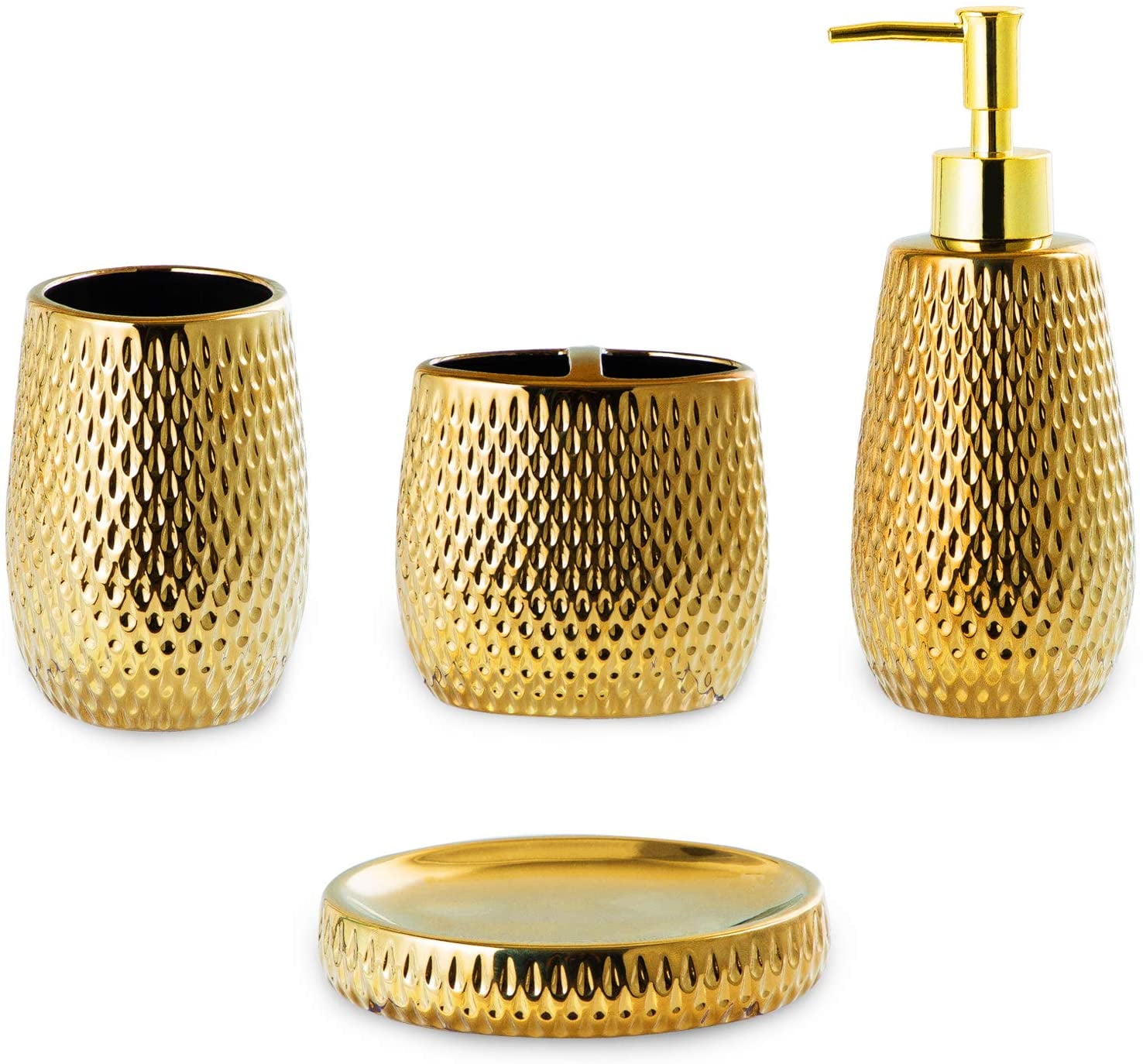Gold Bathroom Accessory Set 4 Piece Ceramic Bath Accessories Sets