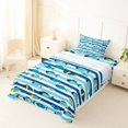 thumbnail image 3 of Manfei Artistic Fish Twin Sheets, Sea Striped Bedding, Blue, 3-Piece, 1 Flat Sheet, 1 Fitted Sheet and 1 Pillowcase, 3 of 6