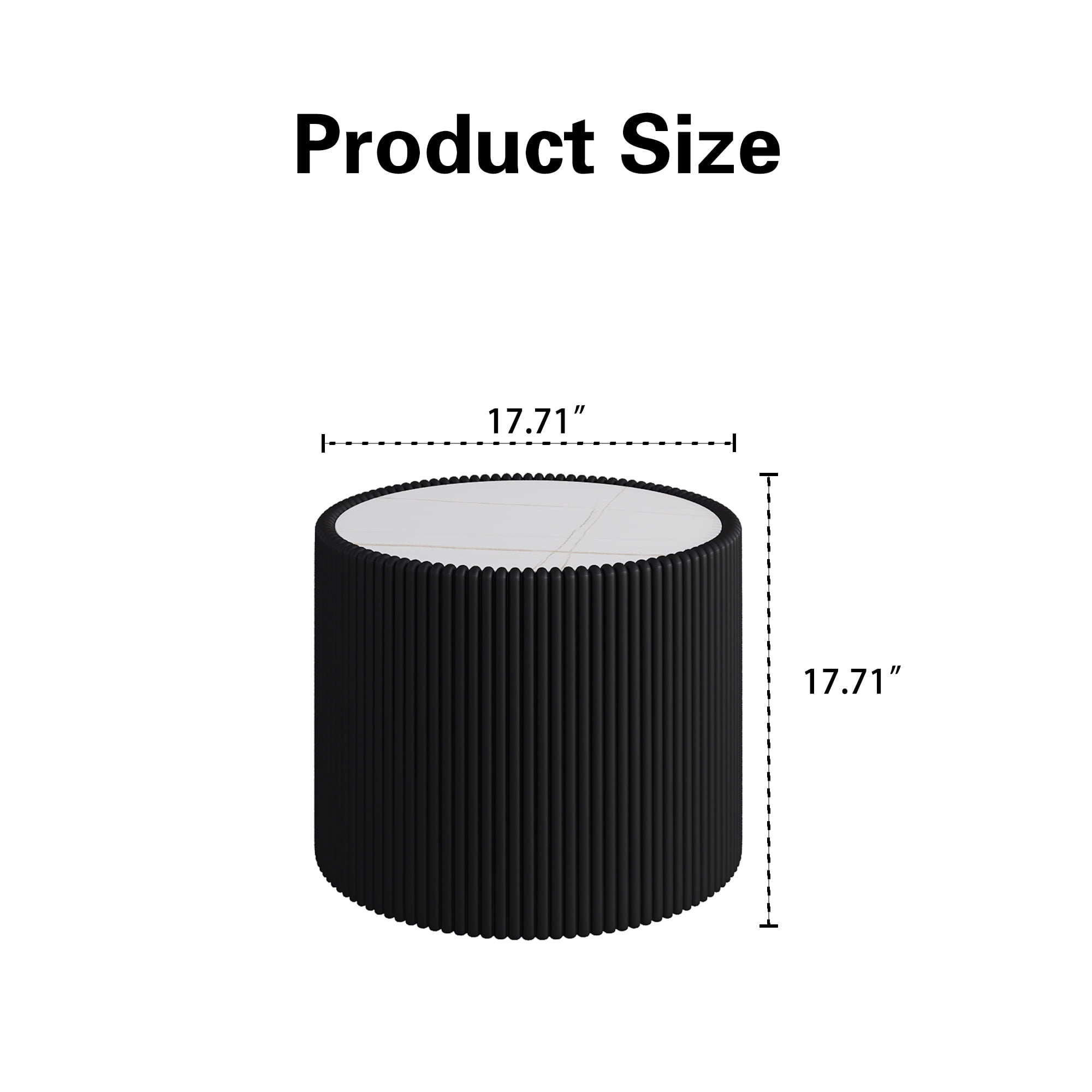 Leumius Round Coffee Table,Cylinder Shape Leather Coffee Modern Sofa Table for Living Room, Bedroom and Outdoor Home Decor Black Small