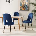 thumbnail image 4 of MEXIYA Leona Modern Velvet Navy Dining Chairs Upholstered Performance Velvet Dining Chair with Black Gold Legs, 4 of 6