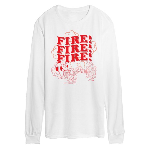 Disney - Firefighter Mickey - FIRE! Stacked - Men's Long Sleeve T-Shirt