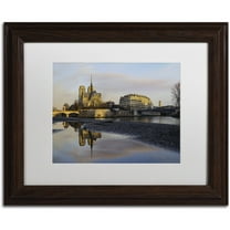 Trademark Fine Art "Sunrise in Notre Dame de Paris" Canvas Art by Mathieu Rivrin, White Matte, Wood Frame