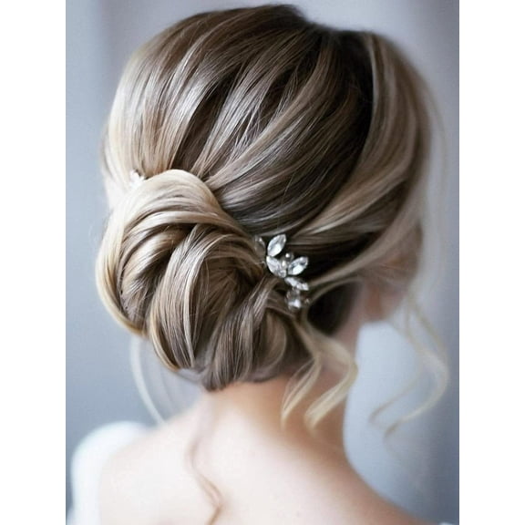Bridal Hair Pins Crystal Bride Headpieces Wedding Hair Clips Crystal Wedding Hair Accessories for Bride and Bridesmaids(Pack of 3) (Silver)