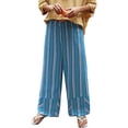 thumbnail image 4 of High Waist Women Striped Print Patchwork Loose Casual Pants Wide Leg Trousers, 4 of 5