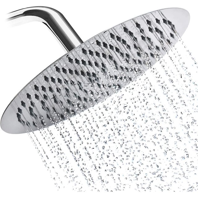 Cabezal de ducha de lluvia redondo de acero inoxidable de 8 pulgadas Cabezal de ducha de espejo frontal 180. Afortunado Sencillez