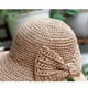 thumbnail image 5 of Qarigey Lady Summer Sombrero de paja Bowknot Floppy Wide Brim Sun Hats Playa Deporte Ahuecado Plegable De moda para damas adultas Sombreros Marrón M (56-58 cm), 5 of 6