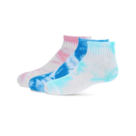 MeMoi Tie Dye Mid-Cut Cotton Blend Socks 3-Pack - Girls - Female