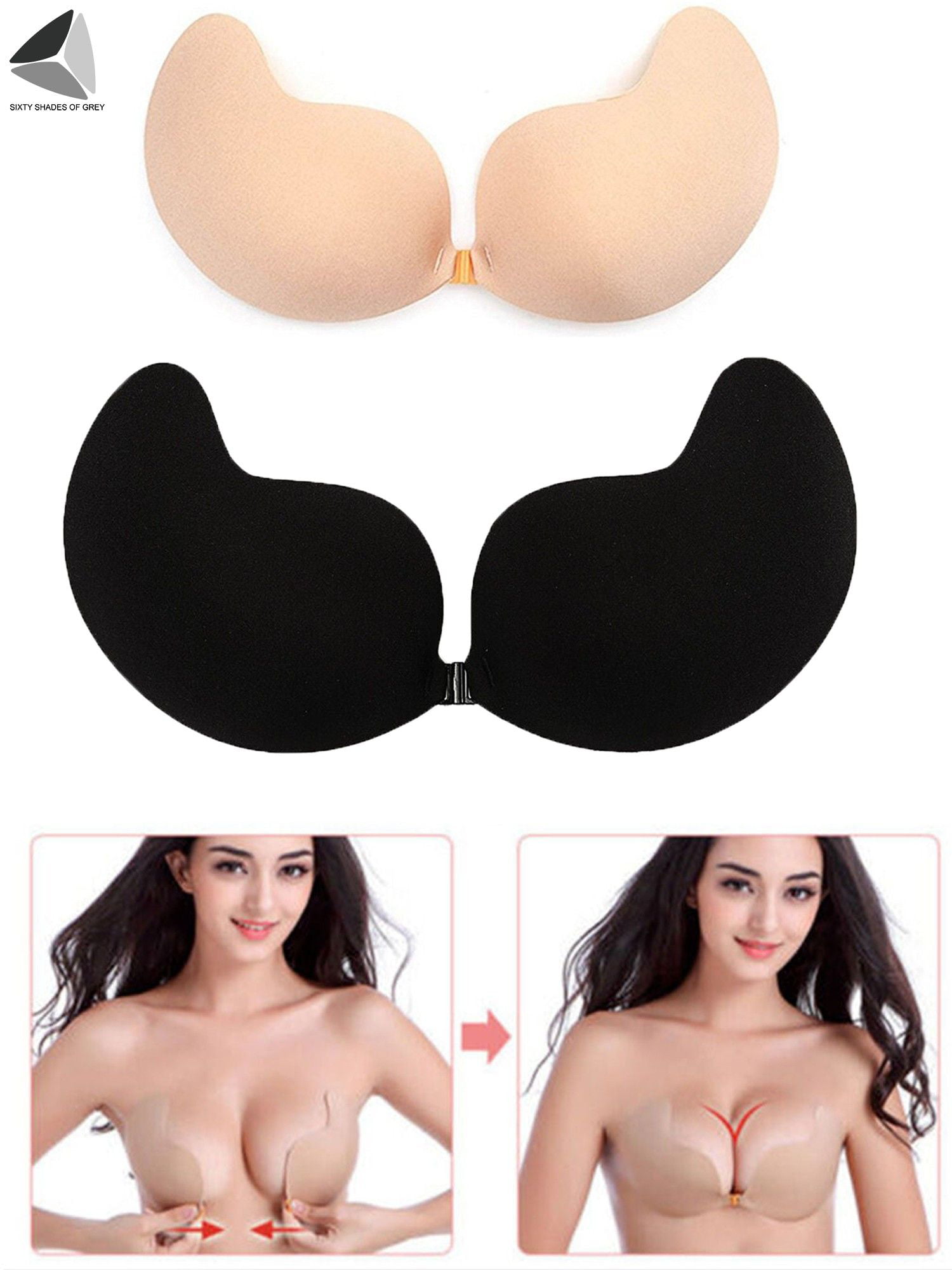 WOJER〗Strapless Invisible Push Up Bra Tape Silicone Pull-up Bra Summer Invisible  Bra 