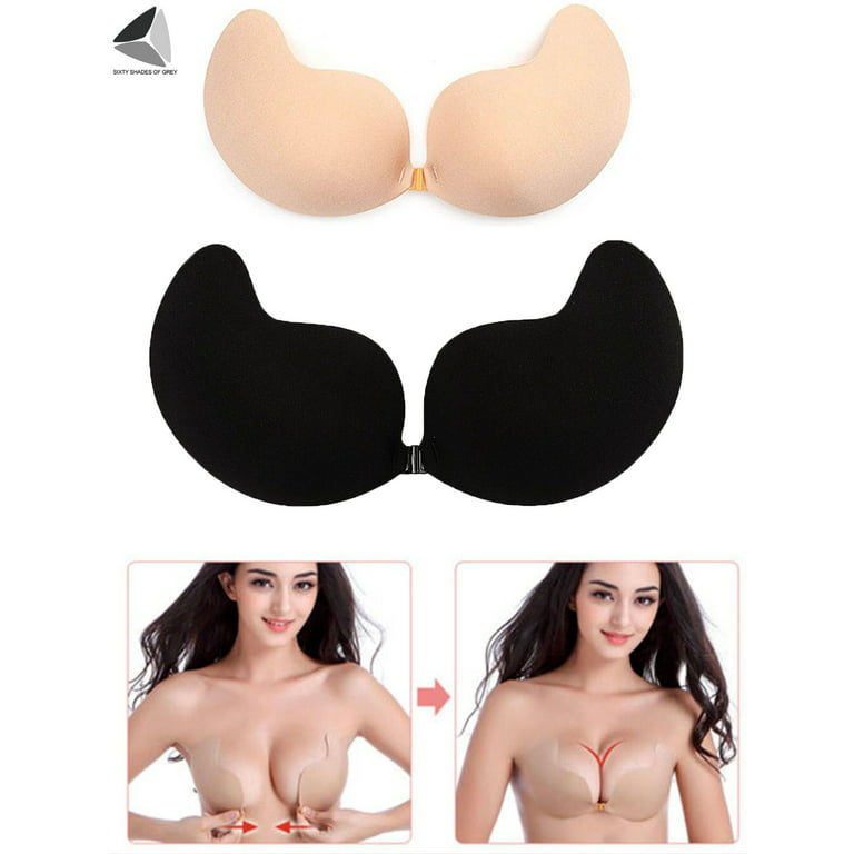 Adhesice Bra Thick Padded Bra Women Bra Without Straps Buckle Front Self  Adhesive Bra Bra S Largelye Rotatable Cleanin Grey : : Fashion