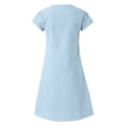 thumbnail image 5 of Womens Cotton Linen Midi Dress Summer Solid Color Short Sleeve V-Neck T-Shirt Dresses Plus Size Flowy Beach Dress, Limited Time Offer, Under 10 Dollars, 5 of 5