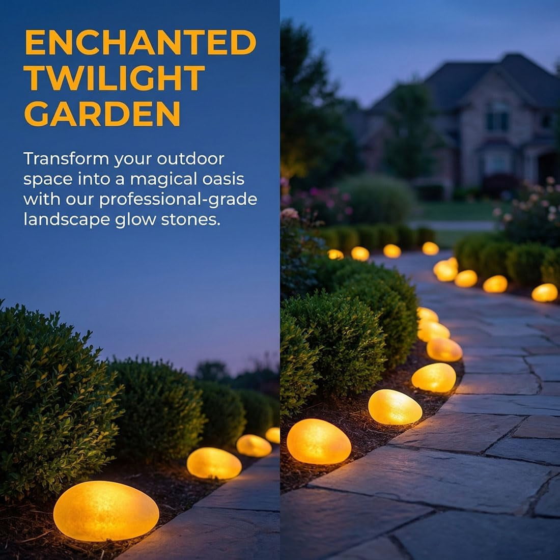 Solar Glass Garden Pebbles, Waterproof Outdoor Rock Lights for Pathway Landscape Decor, Glowing LED Stone Lamps for Yard, Patio, Lawn & Walkway, Auto On/Off