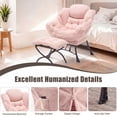 thumbnail image 2 of OMNIBERG Lazy Chair with Folding Ottoman, Oversized Comfy Lounge Chair with Armrests and Side Pocket for Reading, Relaxing, and Napping, Perfect for Living Room, Bedroom or Office, Pink, 2 of 9