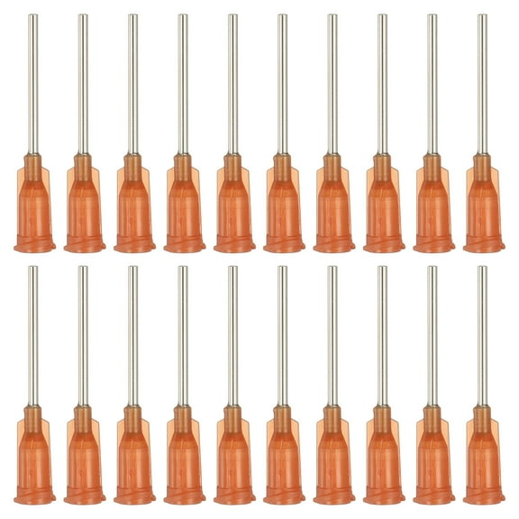 15Ga Dispensing Needles, 102PCS 1 Inch Industrial Blunt Tip Dispensing Needle Syringes with Luer Lock Needle for Refilling Liquid Inks Adhesive Glue Oil,Dark Brown