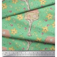 thumbnail image 3 of Soimoi Green Japan Crepe Satin Fabric Treehouse & Freesia Floral Print Print Fabric By the Yard 44 Inch Wide, 3 of 3