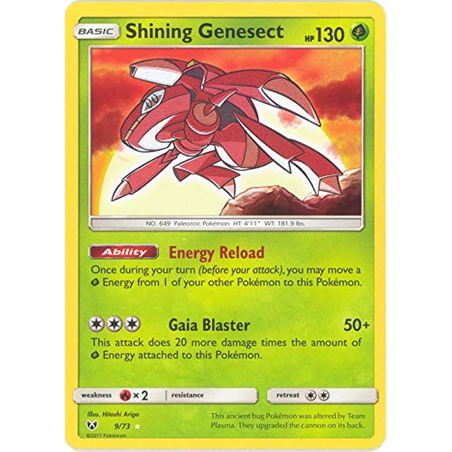 Tarjeta Pokemon Shining Genesect 9/73 Holo Rare Sun y Moon Pokemon