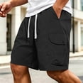 thumbnail image 2 of Knee Length Cargo Shorts for Men’s Cargo Shorts with Multi-pocket, Elastic Waist Straight Leg Shorts, Summer Fashion Casual Beach Short Pants Black XXL, 2 of 8
