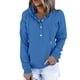 thumbnail image 2 of ICHUANYI Clearance Womens Casual Hoodies Fall Solid Long Sleeve Sweatshirt Drawstring Pullover Tops Blouse With Pocket(Blue, XL) ICHUANYI WER2023081513001, 2 of 6