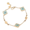 thumbnail image 4 of Pulsera de oro de 18 quilates con trébol de cuatro hojas y tres flores, joyería vintage para niñas, 4 of 6