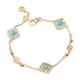 thumbnail image 4 of Pulsera de oro de 18 quilates con trébol de cuatro hojas y tres flores, joyería vintage para niñas, 4 of 6