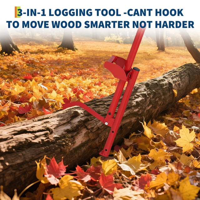 EDTara Heavy Duty Log Handler, 3-In-1 Steel Logging Tool With Claw and Adjustable Cant Hook for Lifting and Rolling Logs