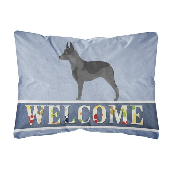 Carolines Treasures BB8289PW1216 Australian Cattle Dog Welcome Canvas Fabric Decorative Pillow, Blue, 12H x16W,