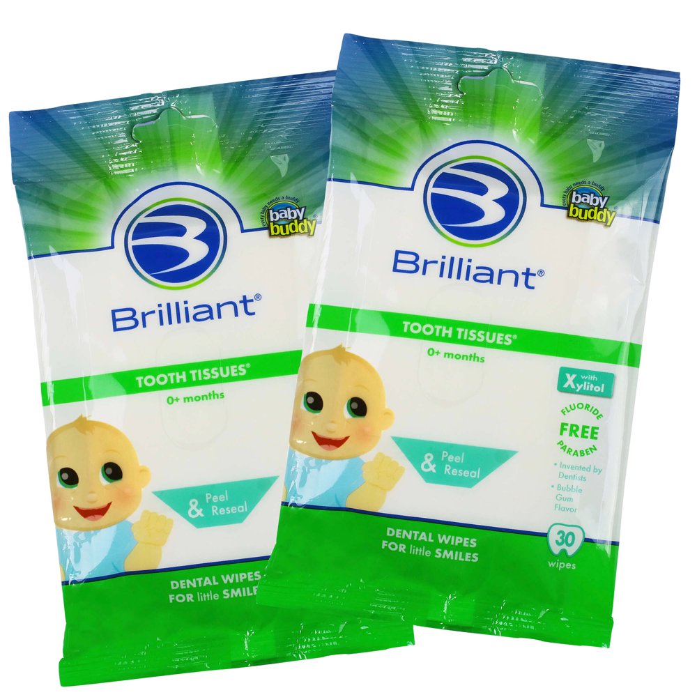 Brilliant Tooth Tissues with Xylitol Bubble Gum Flavor Teeth Wipes