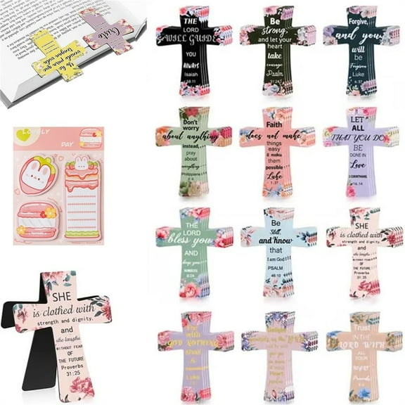 12 Pcs Magnetic Bookmarks Christian Cross Magnetic Page Markers Religious Bible Verses Bookmarks for Mother's Day Women Student Student School Church Bible Study Group (Flower)