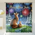 thumbnail image 3 of Happy New Year Abyssinian Family Cheer Winter Midnight Firework Shower Curtain Cat Lover Kitten Owner Gifts Waterproof Bathroom Bathtub Curtain - 02025, 3 of 5