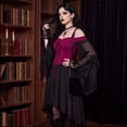 thumbnail image 7 of Womens Gothic Dresses Halloween Witch Costume, Butterfly Sleeve Long Dress Vintage Renaissance Medieval Vampire Butterfly Sleeve Mesh Outfits, 7 of 7